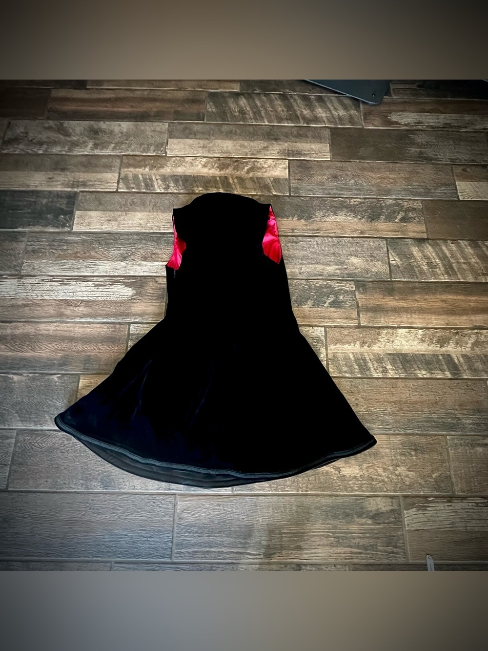 Black Velvet Mini Dress with Red Lining - Picture 3 of 10